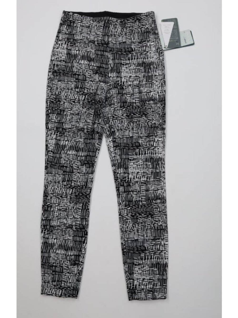 New Lysse Womens Small Rune Print Mindy Zip Crop Ankle Leggings Black White
